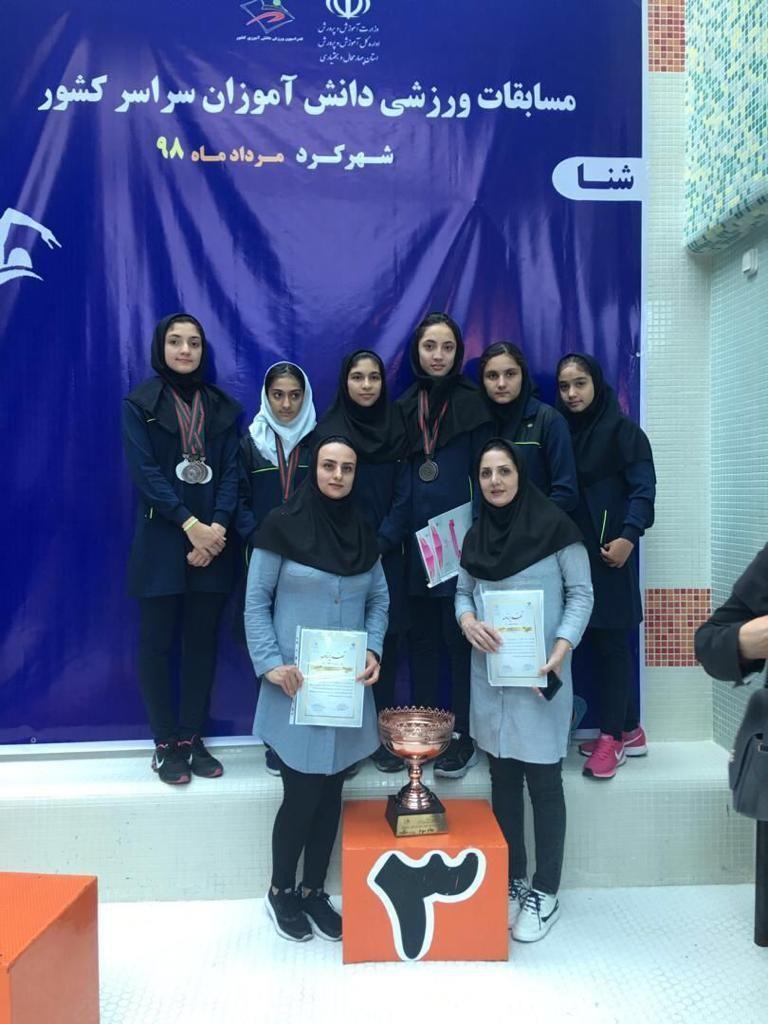 برنز دختران شناگر خراسان رضوی در مسابقات دانش آموزان کشور